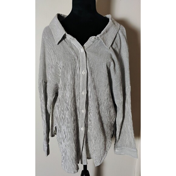 Sage The Label Women's Size M Pinstripe Off-Shoulder Blouse Shrug‎ Top - Picture 1 of 5